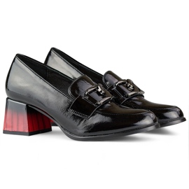 Black elegant women's shoes with red heel patent leather pumps 1