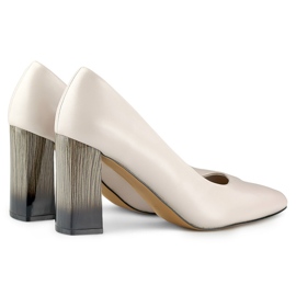 Beige high heel pumps with leather insole 1