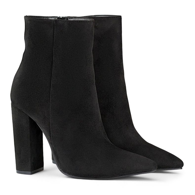 Black women's pointed toe ankle boots with a high heel 1