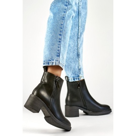 Black classic women's ankle boots with a comfortable heel women's ankle boots made of eco-leather 1