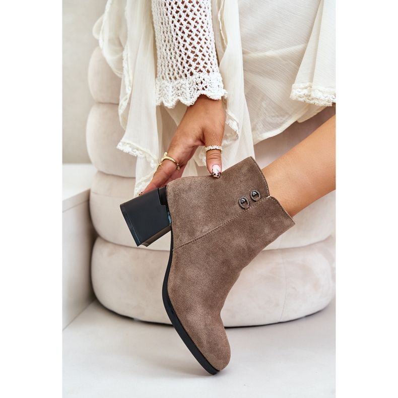 Women's Ankle Boots With Zipper Dark Beige Tinamar 2