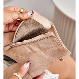 Insulated Women's Ankle Boots With Pointed Toes On A Heel Beige Laoreina 2