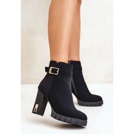 Insulated Women's Ankle Boots With Gold Buckle Black Taitra 2