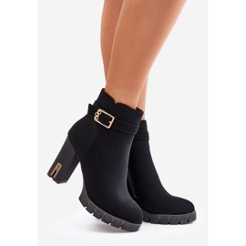 Insulated Women's Ankle Boots With Gold Buckle Black Taitra 1