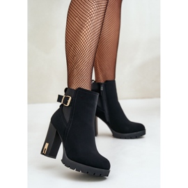 Women's Ankle Boots With Gold Buckle On The Heel Warm Black Erilanes 2 Women's Ankle Boots With Gold Buckle On The Heel Warm Black Erilanes 2