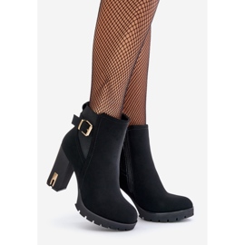 Women's Ankle Boots With Gold Buckle On The Heel Warm Black Erilanes 1 Women's Ankle Boots With Gold Buckle On The Heel Warm Black Erilanes 1
