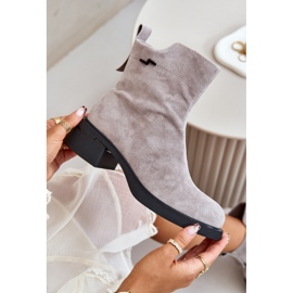 Insulated Women's Ankle Boots Made of Natural Suede with Zipper Gray Vinceza 66696 grey 2