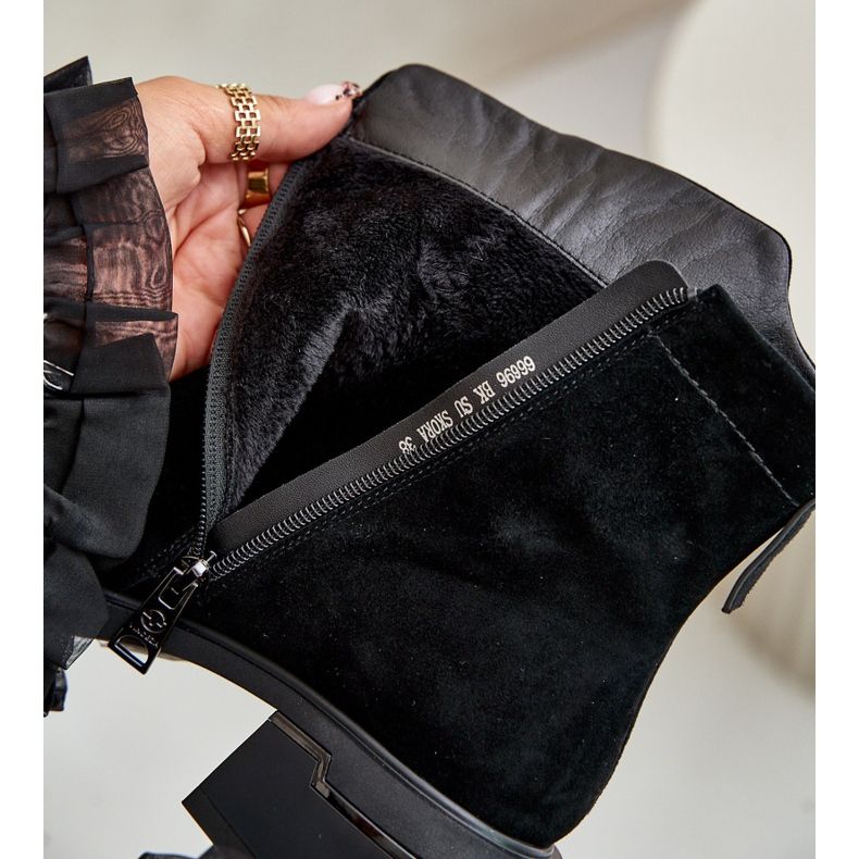 Insulated Women's Ankle Boots Made of Natural Suede with Zipper Black Vinceza 66696 2