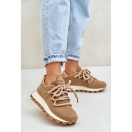 Sports Shoes Sneakers On Platform Eco Suede Brown Riadella beige 2