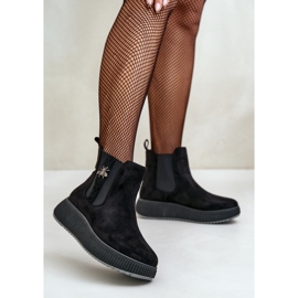 Women's Slip-On Platform Ankle Boots With Pin Eco Suede Black Ciatheia 2