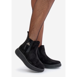 Women's Slip-On Platform Ankle Boots With Pin Eco Suede Black Ciatheia 1