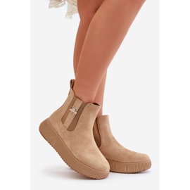 Women's Slip-on Ankle Boots On Platform With Pin Eco Suede Brown Ciatheia 1