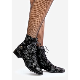 Maciejka 06391-01 Suede Patterned Flat Ankle Boots Black 1