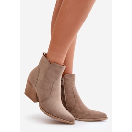 Insulated Cowboy Boots Eco Suede Zipper Dark Beige Virtris 1