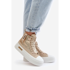 Women's High Platform Sneakers Beige-Gold Averira 1
