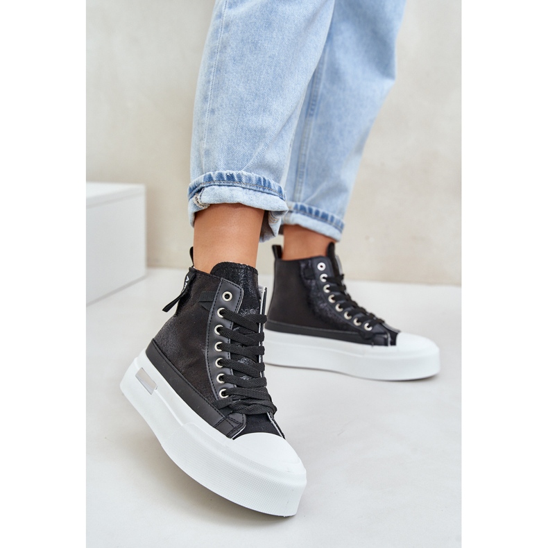 Women's High Platform Sneakers Black Averira 2 Women's High Platform Sneakers Black Averira 2