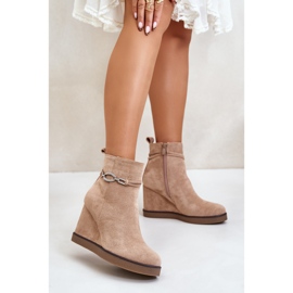 Wedge Ankle Boots With Decorative Strap Beige Kaiviana 2