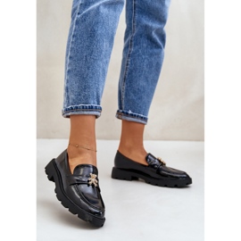Patent Leather Women's Teddy Bear Moccasins Black Kaithra 2