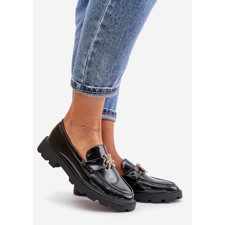 Patent Leather Women's Teddy Bear Moccasins Black Kaithra 1 Patent Leather Women's Teddy Bear Moccasins Black Kaithra 1