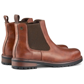 Brown women's Chelsea boots with a flat sole, brown ankle boots 1