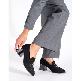 Suede women's shoes with a thick heel black 1