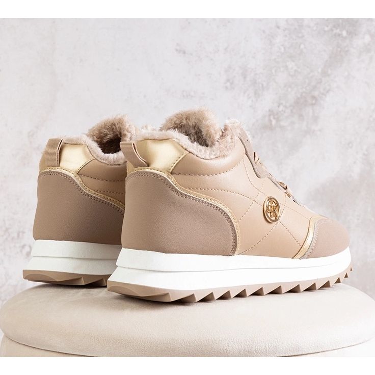 Beige insulated high top sneakers Mikaela 1