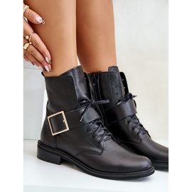 Zazoo 2949 Leather Ankle Boots With Buckle Black 2