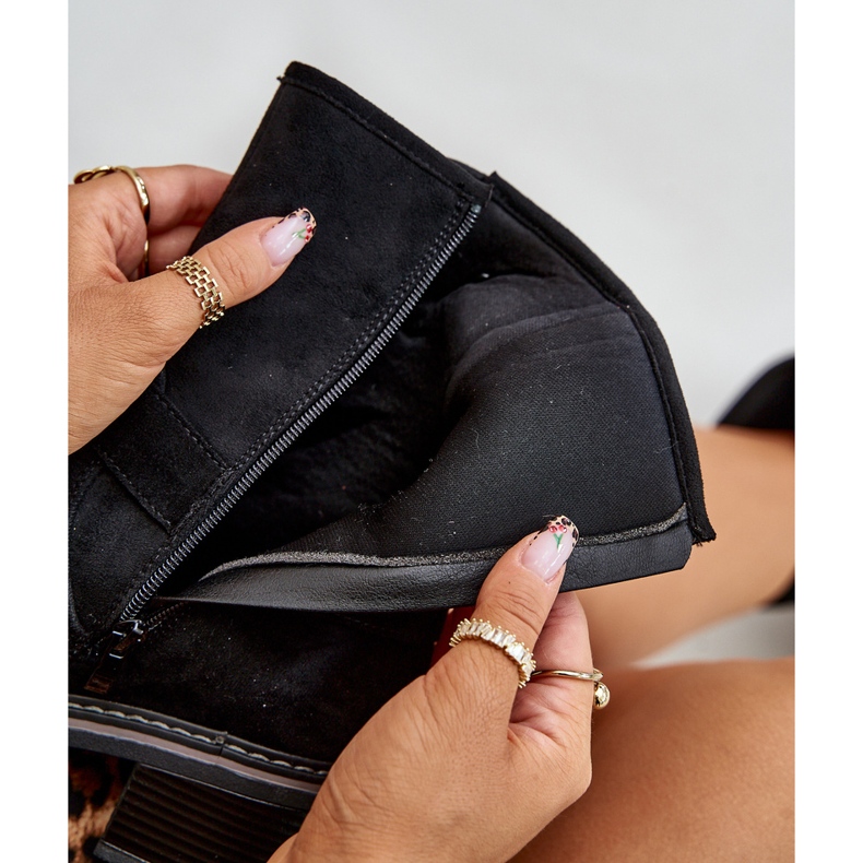 Women's Low Heel Ankle Boots With Buckles Black Zudra 2