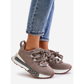 Women's Suede Sneakers On A Platform With Thick Lacing Artiker 54C1463 Gray grey 1
