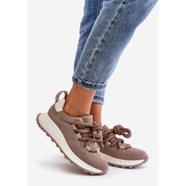 Women's Suede Sneakers With Thick Lacing Artiker 54C1409 Beige 1