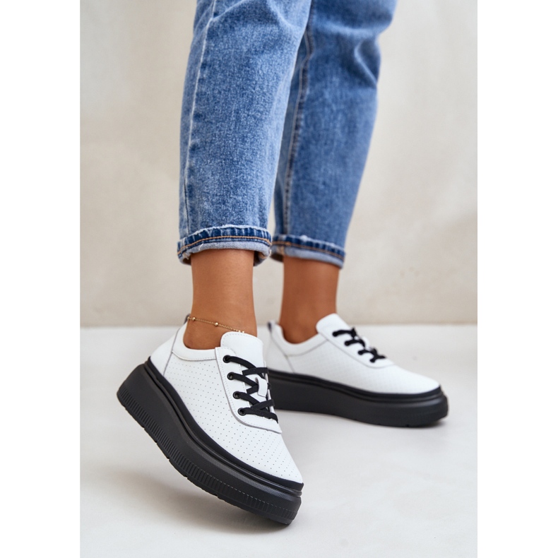 Women's Sports Shoes On The Platform Natural Leather White 41470 Vinceza 2