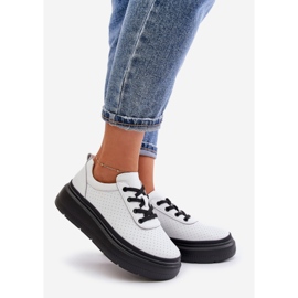 Women's Sports Shoes On The Platform Natural Leather White 41470 Vinceza 1