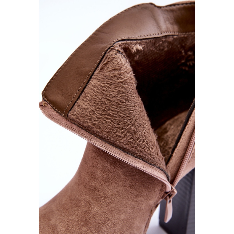 Liani Suede High Heel Boots Beige 1