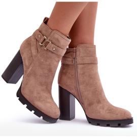 Liani Suede High Heel Boots Beige 5