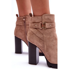 Liani Suede High Heel Boots Beige 3