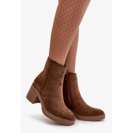 Women's Ankle Boots On The Heel Insulated Eco Suede Brown Arkesia 1