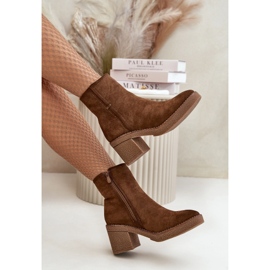 Women's Ankle Boots On The Heel Insulated Eco Suede Brown Arkesia 2