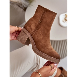 Women's Ankle Boots On The Heel Insulated Eco Suede Khaki Arkesia brown 2