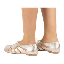 Exquisite Women's leather ballet flats 1444EX Gold golden 1