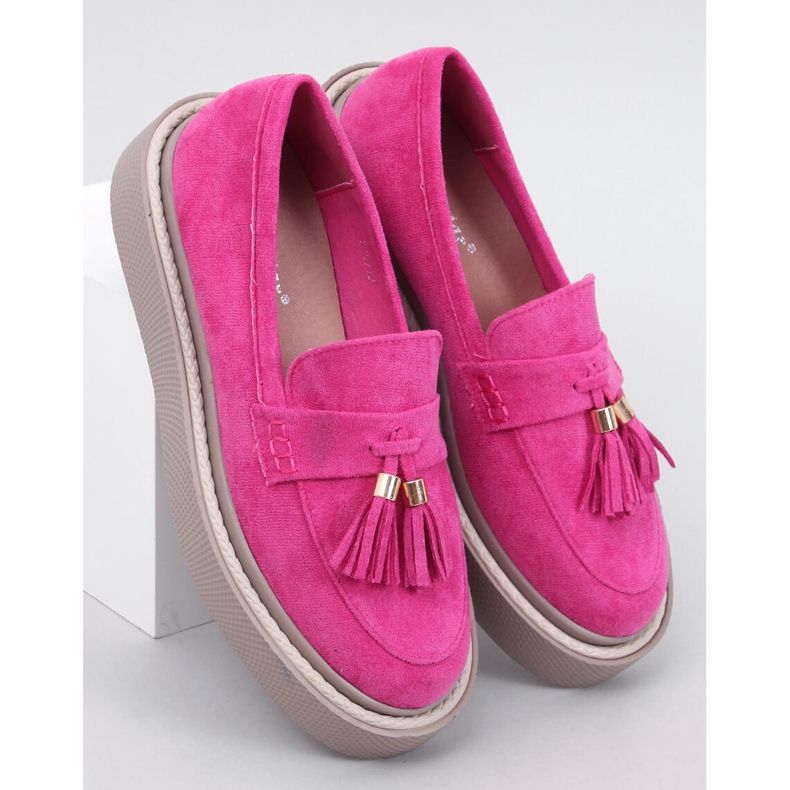Trinity Fuchsia Fringe Platform Loafers pink 1
