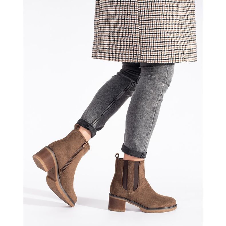 Seastar Brown suede ankle boots with a block heel 1