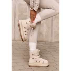 Women's Snow Boots On The Platform With Ties Light Beige Riaviana 2 Women's Snow Boots On The Platform With Ties Light Beige Riaviana 2