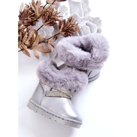 Silver Hollee Children's Snow Boots With Cubic Zirconia 2