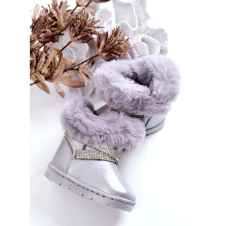 Silver Hollee Children's Snow Boots With Cubic Zirconia 2