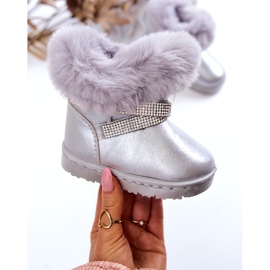 Silver Hollee Children's Snow Boots With Cubic Zirconia 1