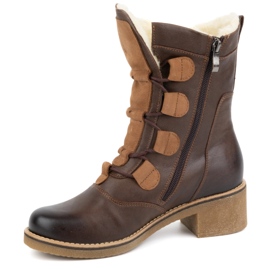 Olivier Stylish women's leather ankle boots insulated with wool 317BB dark brown 1