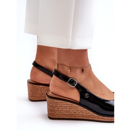 Women's Patent Wedge Sandals Sergio Leone SK301 Black 3