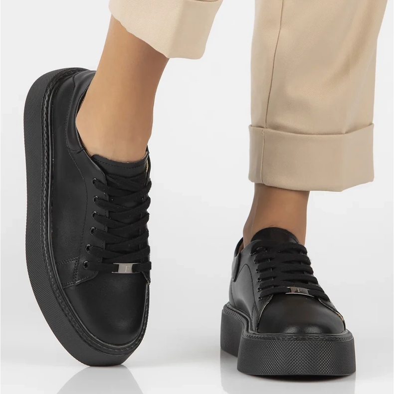 Filippo DP6119/24 Bk Leather Sneakers Black 2