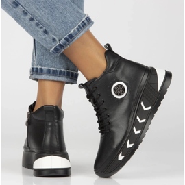 Filippo DBT4214/24 Bk Wh Black Leather Platform Ankle Boots 1