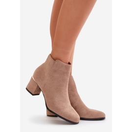 Eco Suede Ankle Boots With Zip Fastening Dark Beige Sairis 1